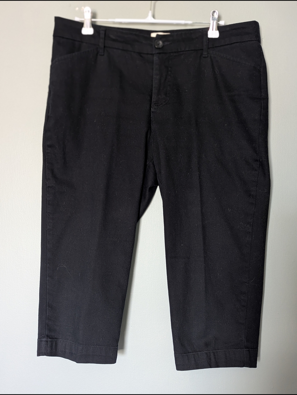 St John's Bay Women's Classic Black Mid Rise Cropped Pants Capsule Wardrobe